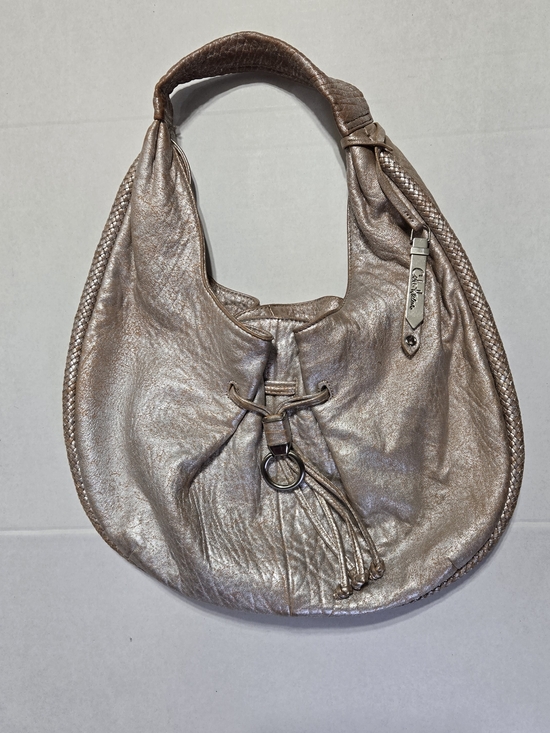 Cole Haan Handbags - Cole Haan Metallic Champagne Pebbled Hobo Shoulder Bag Tassel & Bag Charm